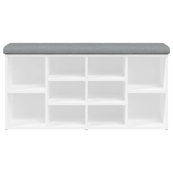 Banco zapatero madera de ingeniería blanco 102x32x50 cm M 5