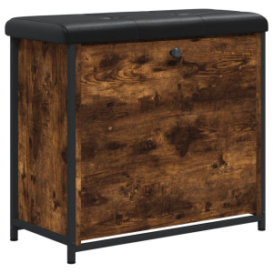 Banco zapatero con cajón abatible roble ahumado 62x32x56 cm H