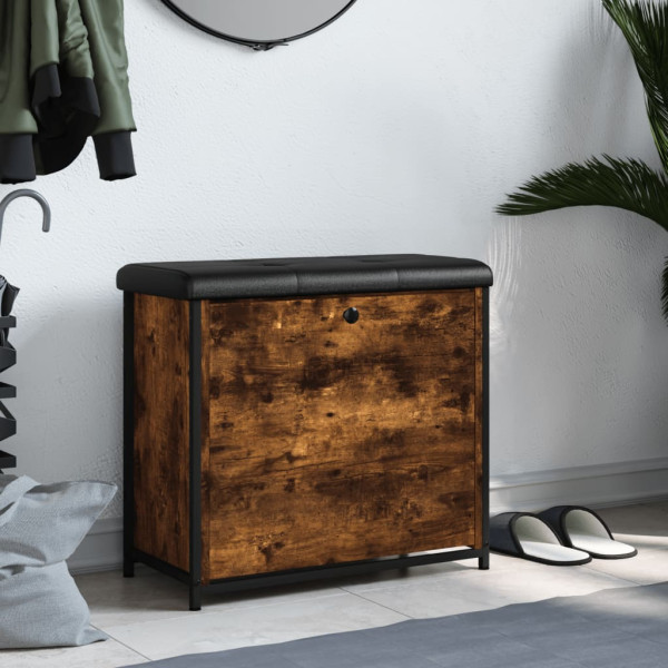 Banco zapatero con cajón abatible roble ahumado 62x32x56 cm M 3