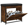 Banco zapatero con cajón abatible roble ahumado 62x32x56 cm 4