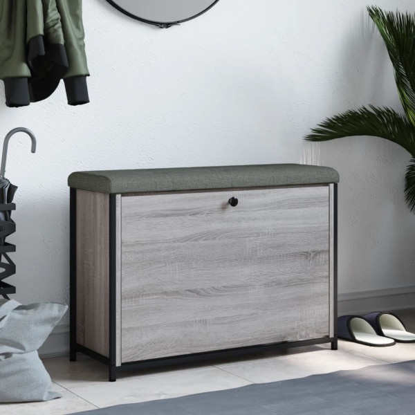 Banco zapatero con cajón abatible gris Sonoma 82x32x56 cm M 3