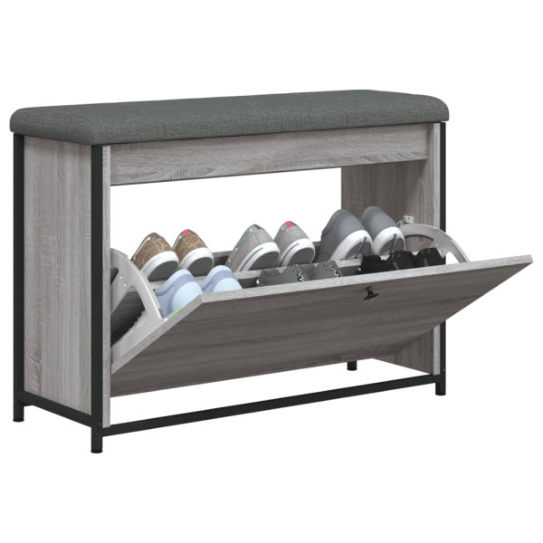 Banco zapatero con cajón abatible gris Sonoma 82x32x56 cm M 4