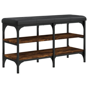 Banco zapatero madera de ingeniería roble ahumado 82x32x47 cm H