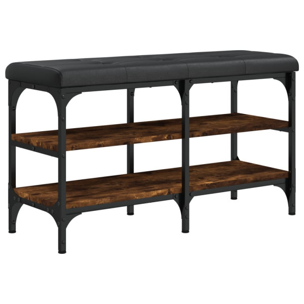 Banco zapatero madera de ingeniería roble ahumado 82x32x47 cm M 2