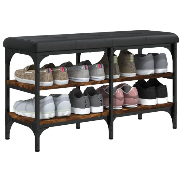 Banco zapatero madera de ingeniería roble ahumado 82x32x47 cm M 4