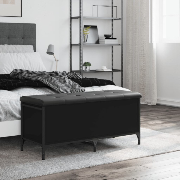 Banco con almacenaje madera de ingeniería negro 102x42x45 cm M 3