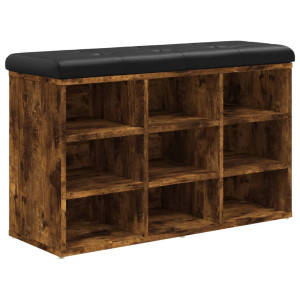 Banco zapatero madera de ingeniería roble ahumado 82x32x50 cm H