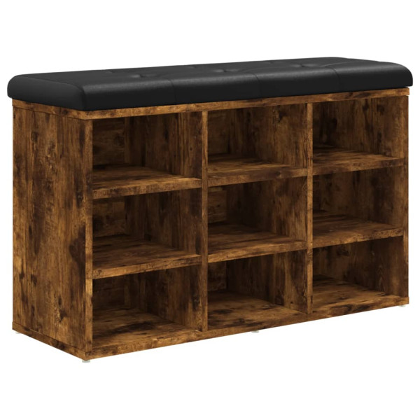 Banco zapatero madera de ingeniería roble ahumado 82x32x50 cm M 2