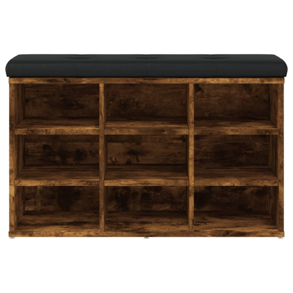 Banco zapatero madera de ingeniería roble ahumado 82x32x50 cm M 5