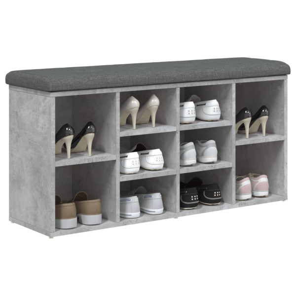 Banco zapatero madera de ingeniería gris hormigón 102x32x50 cm M 4