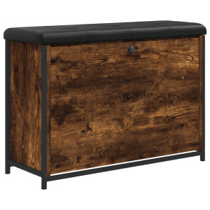 Banco zapatero con cajón abatible roble ahumado 82x32x56 cm H