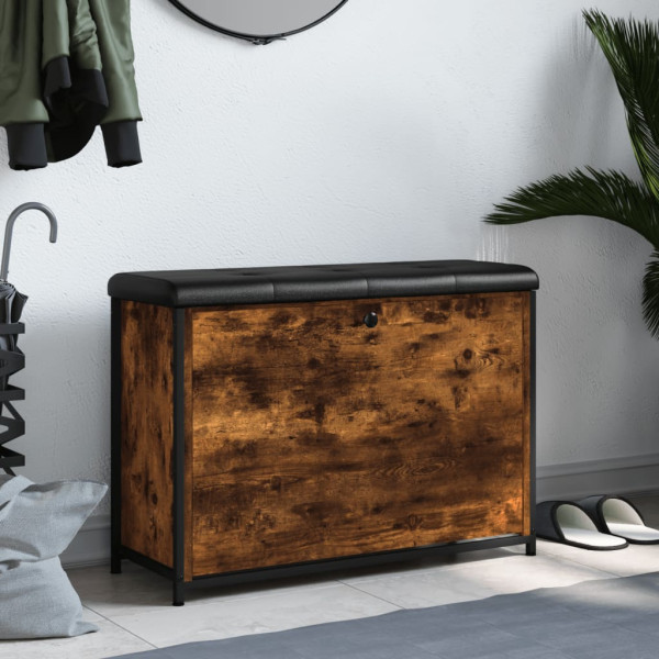 Banco zapatero con cajón abatible roble ahumado 82x32x56 cm M 3