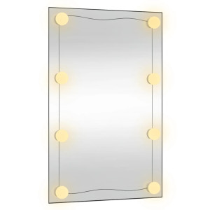 Espelho de parede retangular com luzes LED vidro 40x60 cm H
