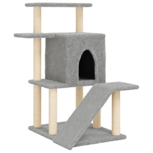 Árvore p/ gatos c/ postes arranhadores sisal 97 cm cinza-claro H