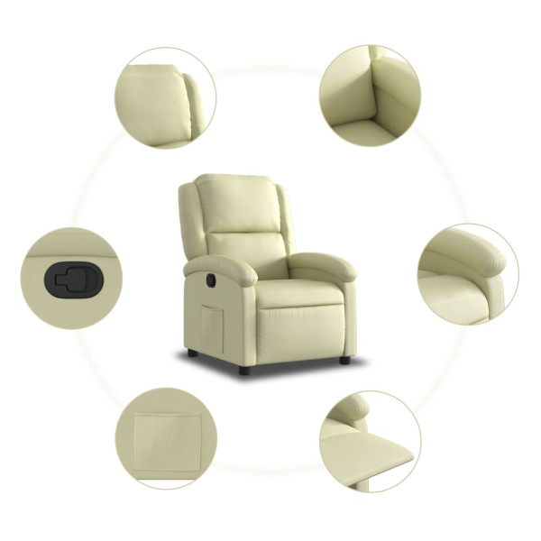 Sillón reclinable de cuero auténtico crema M 5