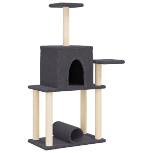 Rascador para gatos con postes de sisal gris oscuro 122 cm H