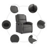 Sillón reclinable de cuero auténtico gris 5