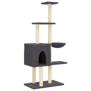 Árvore p/ gatos c/ postes arranhadores sisal 145cm cinza-escuro H