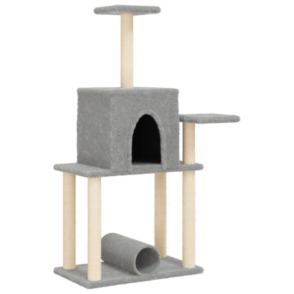 Rascador para gatos con postes de sisal gris claro 122 cm M 2