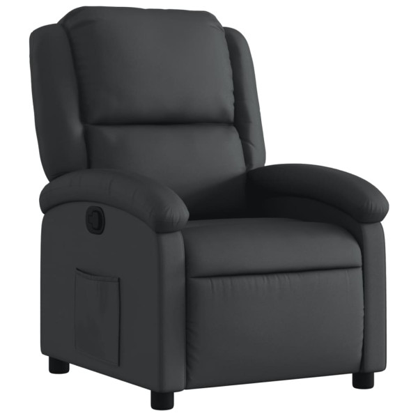 Sillón reclinable de cuero auténtico negro M 2