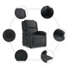 Sillón reclinable de cuero auténtico negro 5
