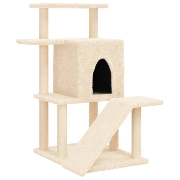 Rascador para gatos con postes de sisal color crema 97 cm M 2