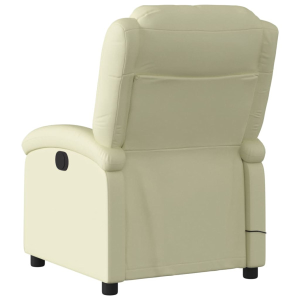 Sillón reclinable de masaje cuero auténtico crema M 4