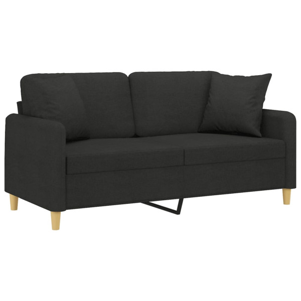 Sofá 2 lugares + almofadas decorativas 140 cm tecido preto M 3