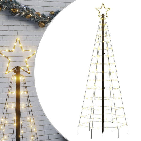 Árbol de Navidad cono con estacas 220 LEDs blanco cálido 180 cm M 2