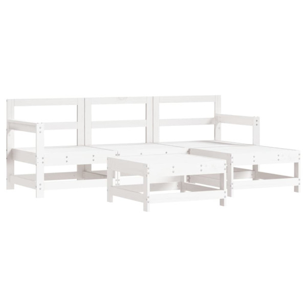 5 pcs conjunto lounge de jardim madeira de pinho maciça branco M 2