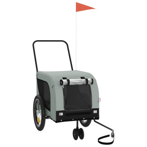 Reboque de bicicleta p/ animais tecido oxford/ferro cinza/preto H