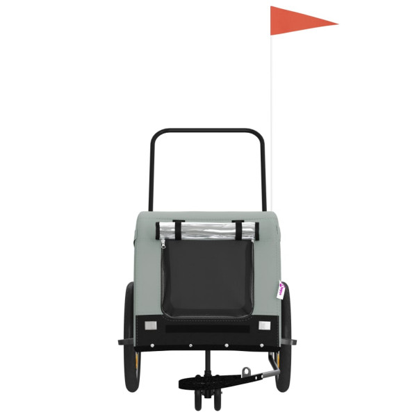 Reboque de bicicleta p/ animais tecido oxford/ferro cinza/preto M 3