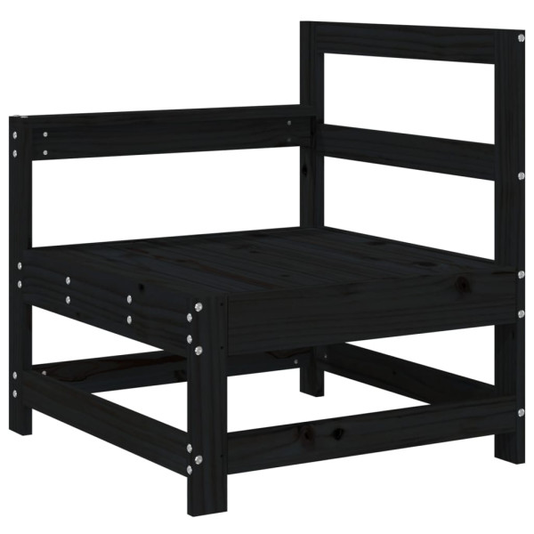 Sofás de canto para jardim 2 pcs madeira de pinho maciça preto M 3