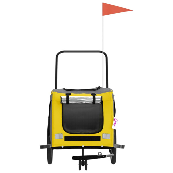 Reboque bicicleta p/ animais tecido oxford/ferro amarelo/cinza M 4