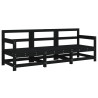 3 pcs conjunto lounge de jardim madeira de pinho maciça preto 2