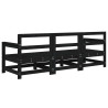 3 pcs conjunto lounge de jardim madeira de pinho maciça preto 3