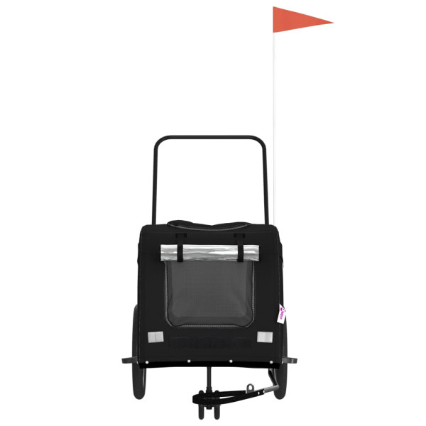 Remolque de bicicleta mascotas hierro tela Oxford negro M 4