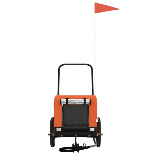 Reboque bicicleta p/ animais tecido oxford/ferro laranja/preto M 3