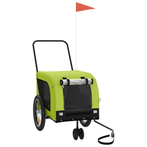 Remolque de bicicleta mascotas hierro tela Oxford verde negro H