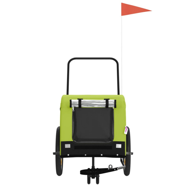 Reboque de bicicleta p/ animais tecido oxford/ferro verde/preto M 3