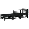 3 pcs conjunto lounge de jardim madeira de pinho maciça preto 3