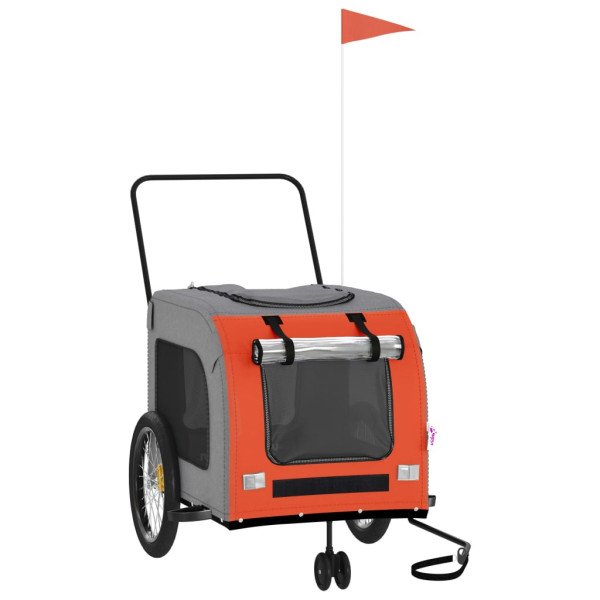 Reboque bicicleta p/ animais tecido oxford/ferro laranja/cinza M 2