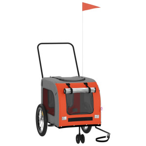 Remolque de bicicleta mascotas hierro tela Oxford naranja gris H