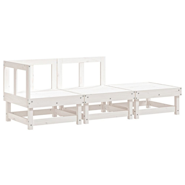 3 pcs conjunto lounge de jardim madeira de pinho maciça branco M 2