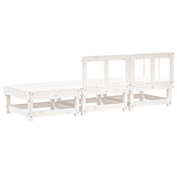 3 pcs conjunto lounge de jardim madeira de pinho maciça branco M 3