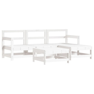 5 pcs conjunto lounge de jardim madeira de pinho maciça branco H