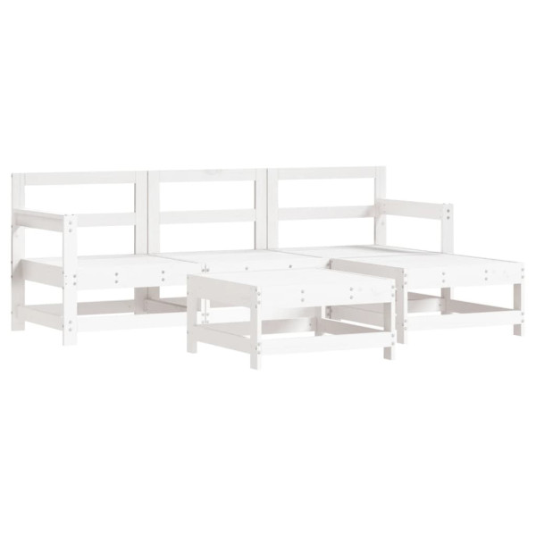 5 pcs conjunto lounge de jardim madeira de pinho maciça branco M 2