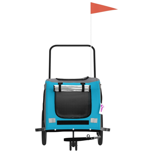 Remolque de bicicleta mascotas hierro tela Oxford azul gris M 4