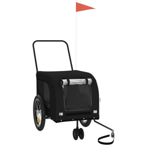 Reboque bicicleta p/ animais tecido oxford/ferro preto H