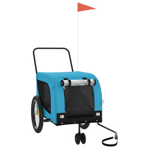 Remolque de bicicleta mascotas hierro tela Oxford azul negro H